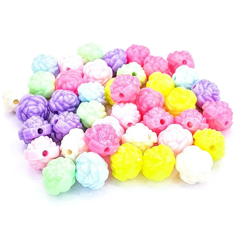 Miçanga Flor 10mm Candy Colors Com Furo Passante 100 Peças