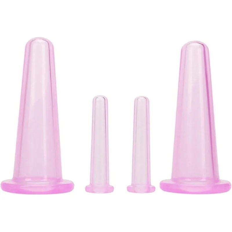 Kit 4 Copos Ventosa Silicone Facial Antirrugas E Flacidez