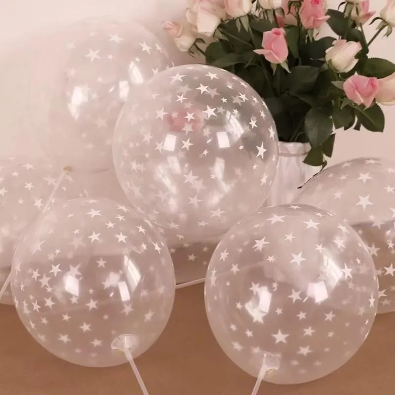 Balão Em Latex Bexiga Transparente Estrela 12 10 Unidades