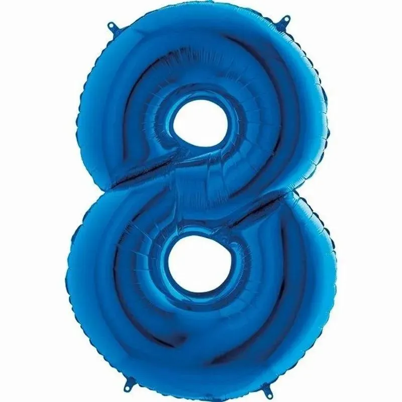Balão Metalizado Número 8 Azul 75cm 30 Polegadas