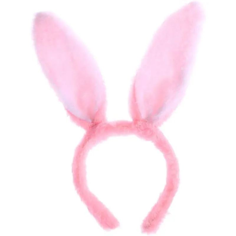 Tiara Orelha De Coelhinho De Pelúcia Rosa E Branco