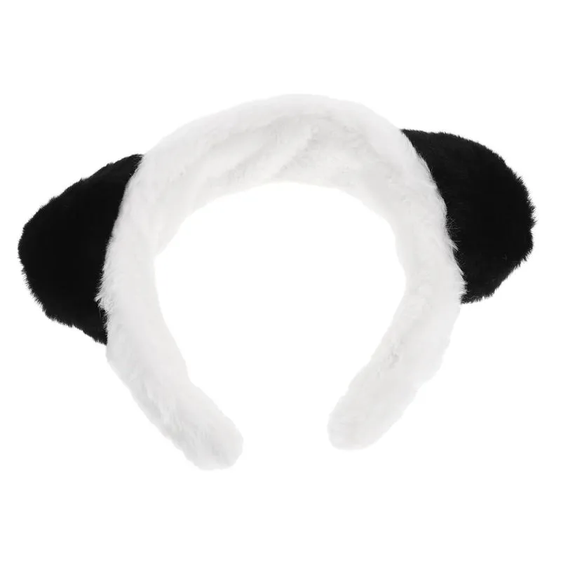 Tiara Orelha De Urso Branco E Preto 20cm