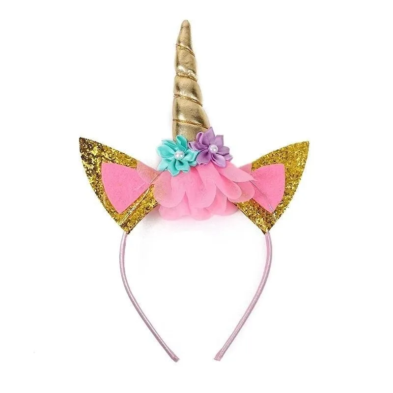 Tiara Infantil De Unicórnio Dourado 20cm