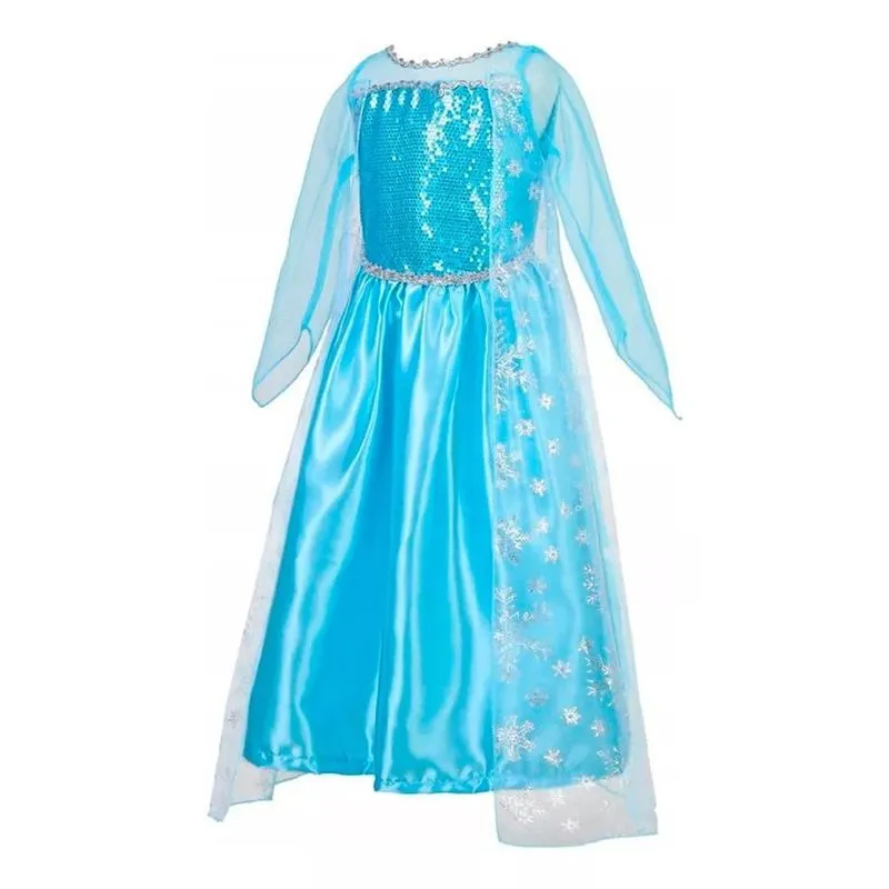 Kit Fantasia Infantil E Acessórios Frozen Elza 120cm Veste 7