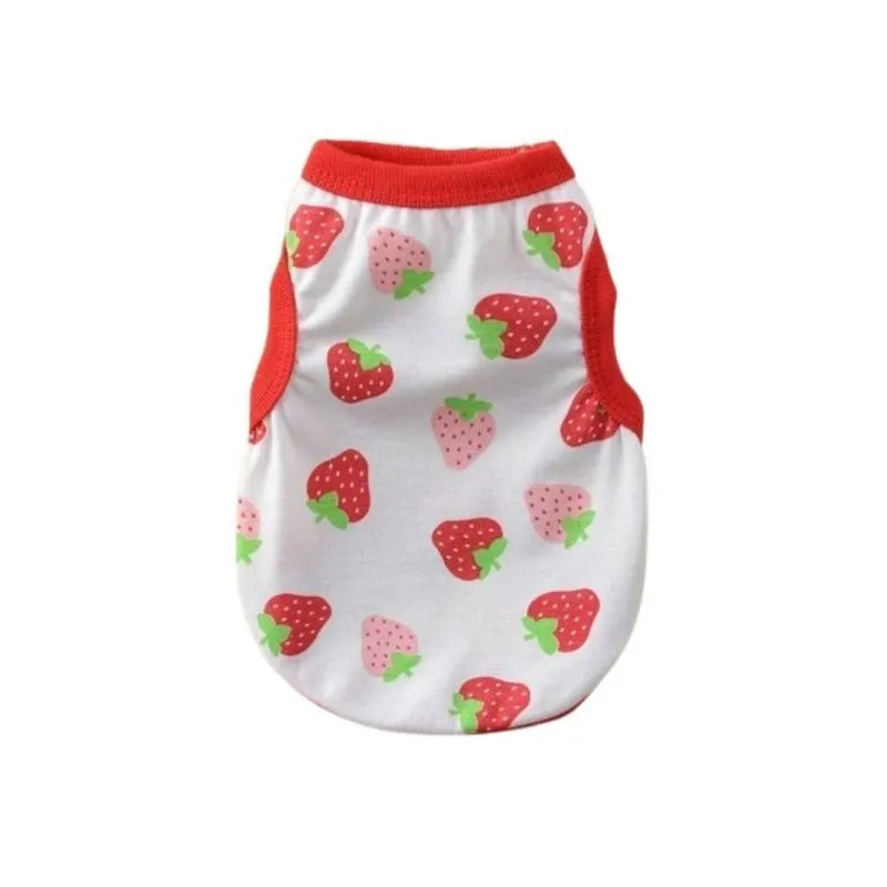 Roupa Para Pet Cão Pequeno Porte Morangos Pp N.0 Vermelho