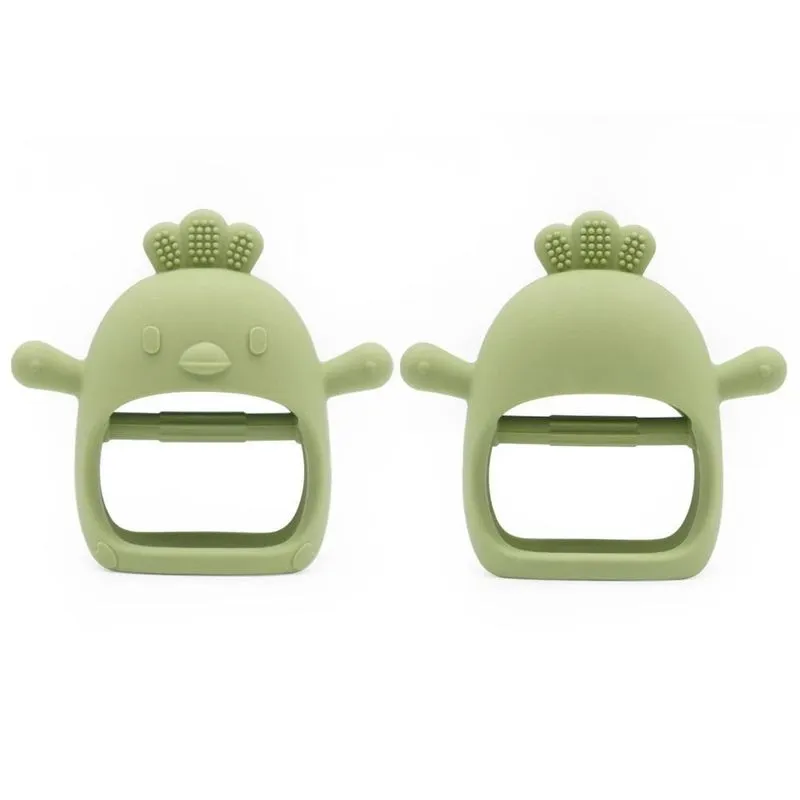 Mordedor De Silicone Para Bebê 110 X 103mm Frango Verde