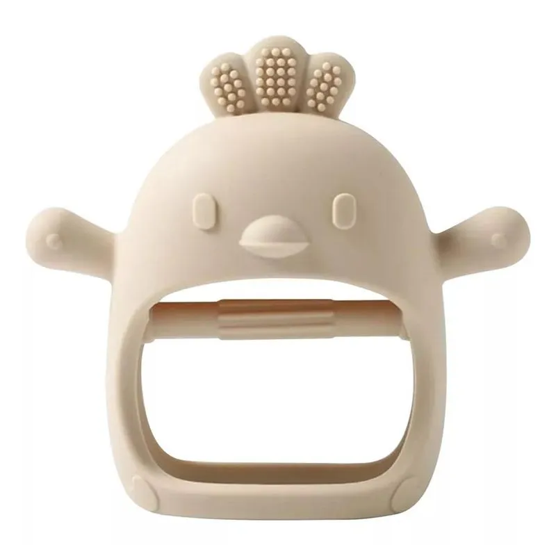 Mordedor De Silicone Para Bebê 110 X 103mm Frango Bege