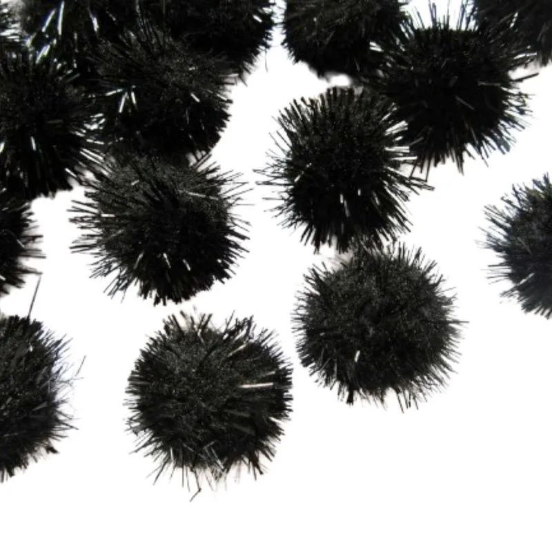Kit Com 100 Pompom Em Lurex 2.5cm Preto