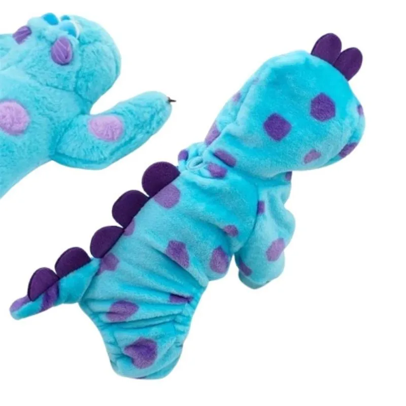 Roupa Pijama Em Pelúcia Dinossauro Para Pet Cão P N.04 Azul