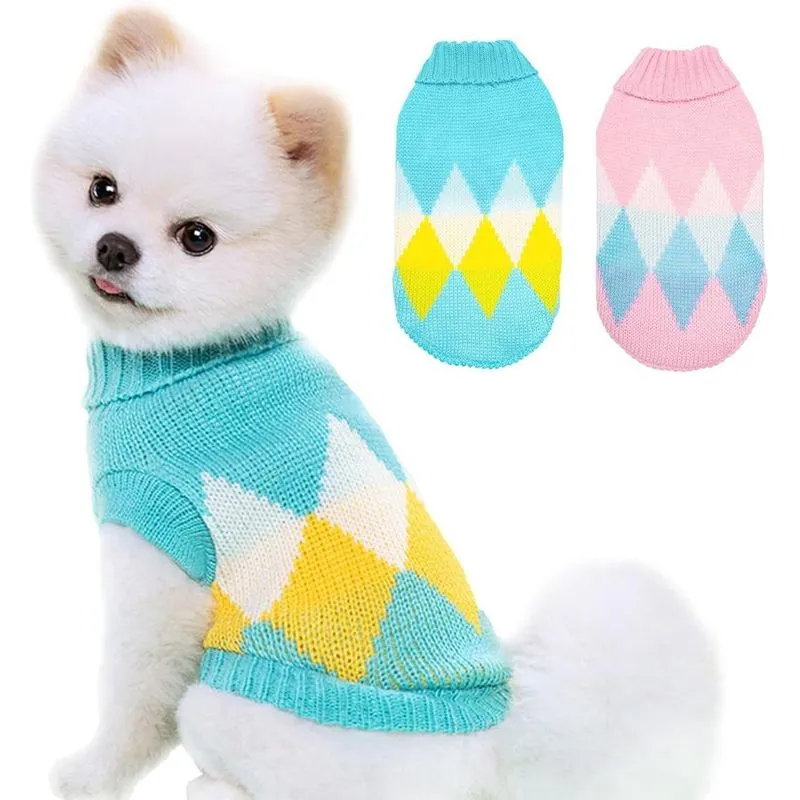 Roupa Para Pet Cão Suéter De Lã P N.01 Azul E Amarelo