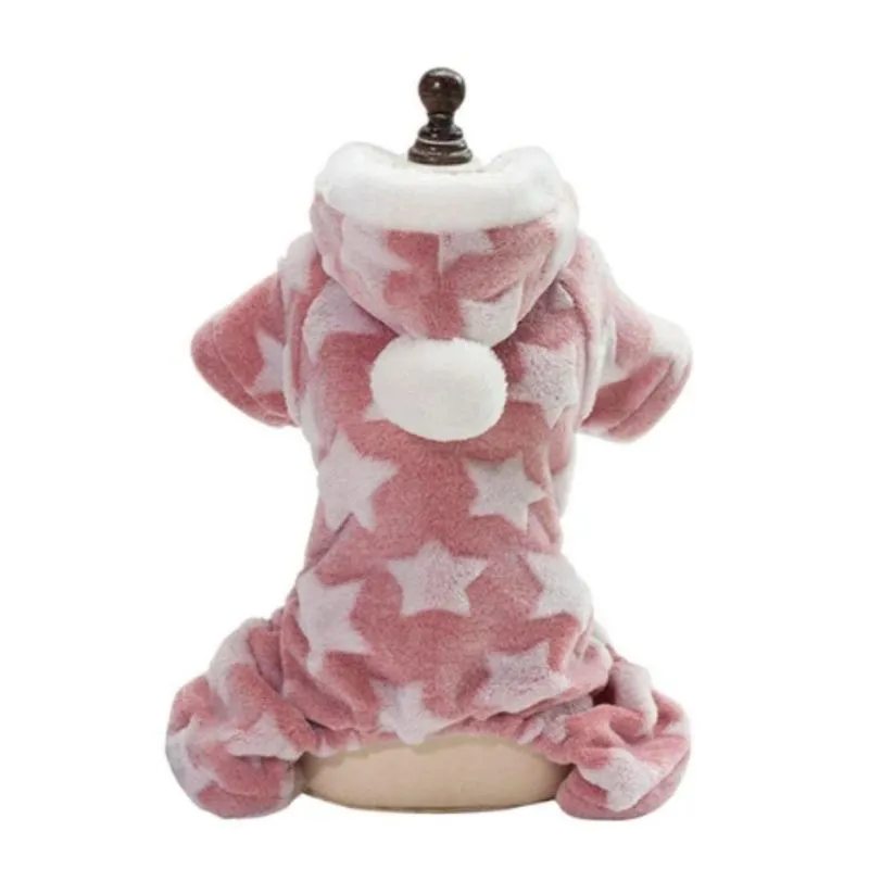 Roupa Pijama Com Capuz Para Pet Estrelas Tam. P N.01 Rosa