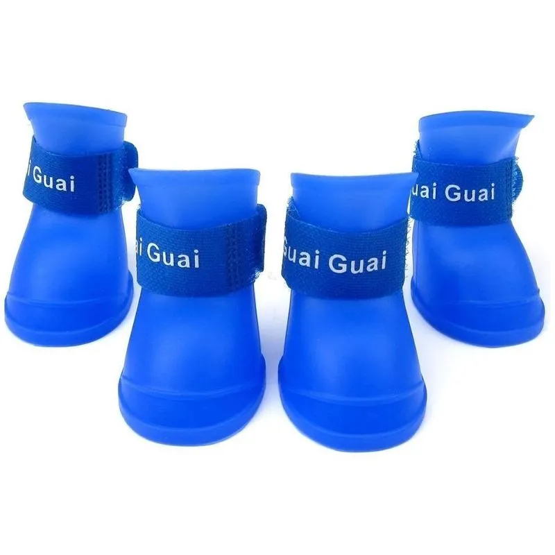 Sapato Botinha De Chuva Antiderrapante Para Pet Azul Tam. M