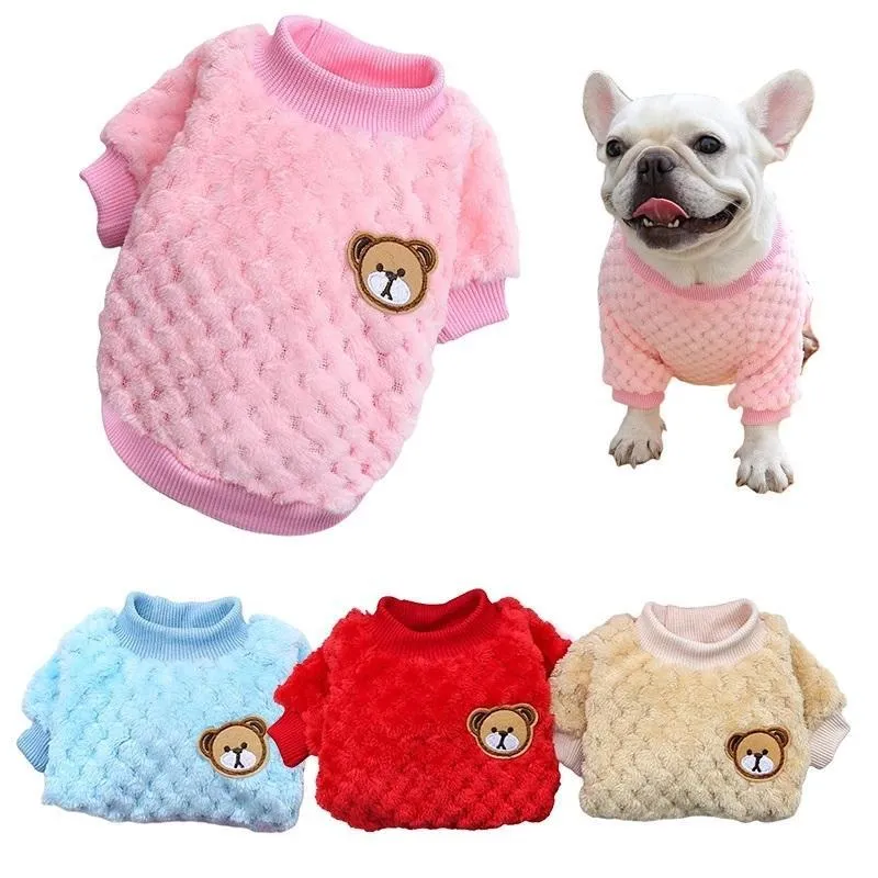 Roupa Pijama Em Pelúcia Para Pet Ursinho P N.01 Rosa
