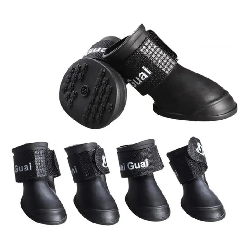 Sapato Botinha De Chuva Antiderrapante Para Pet Preto Tam. M