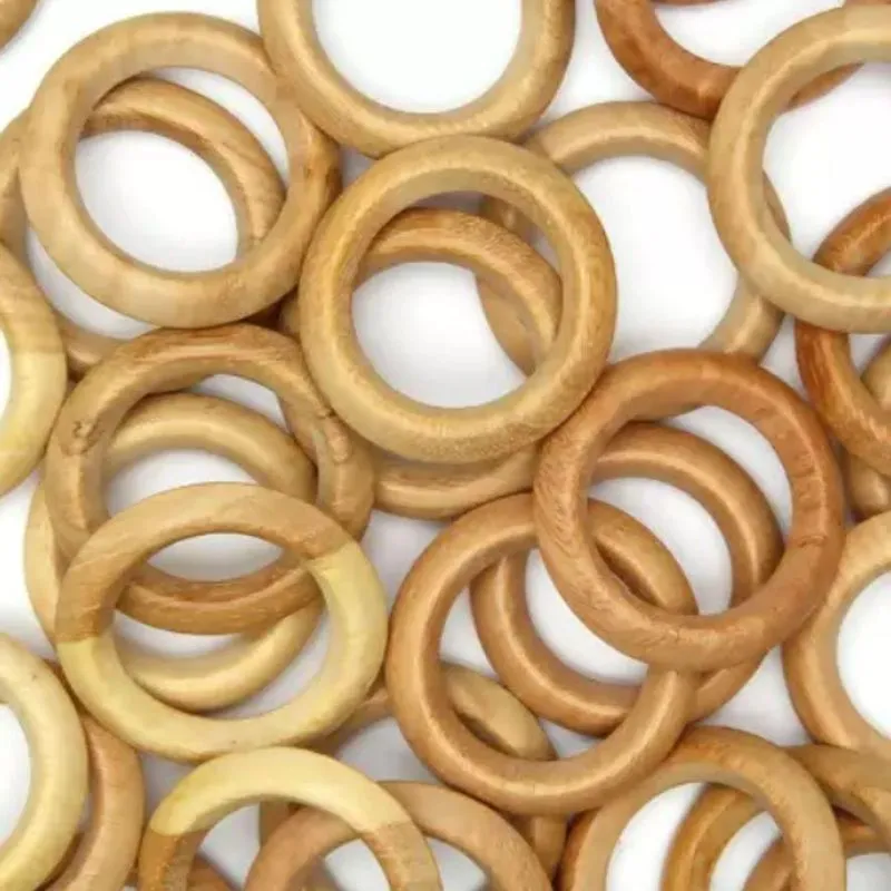 Argola De Madeira Cerejeira Natural 5cm N.1 Com 10 Peças