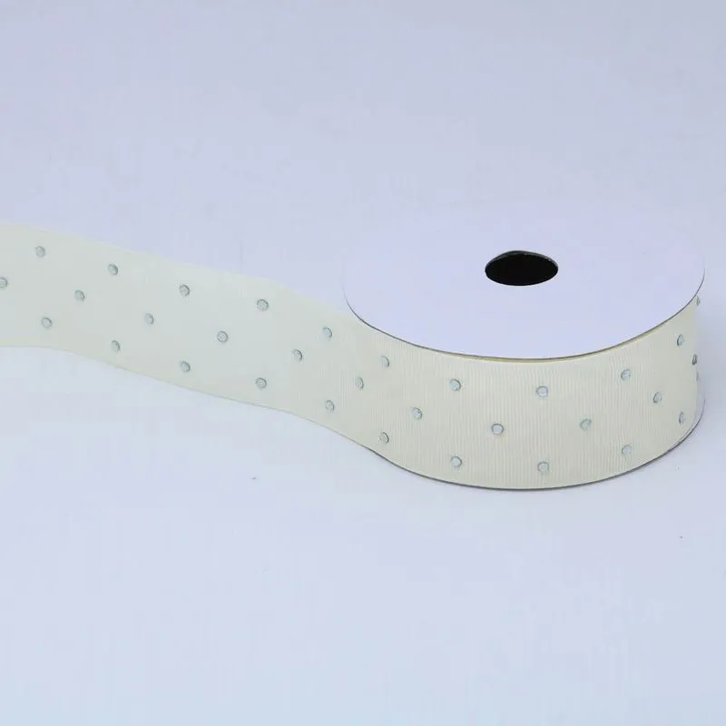FITA GORGURAO COM STRASS 38MM EM POLIESTER COM 9 METROS 061 - Bege