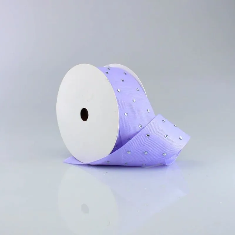 FITA GORGURAO COM STRASS 38MM EM POLIESTER COM 9 METROS 211 - Lilas