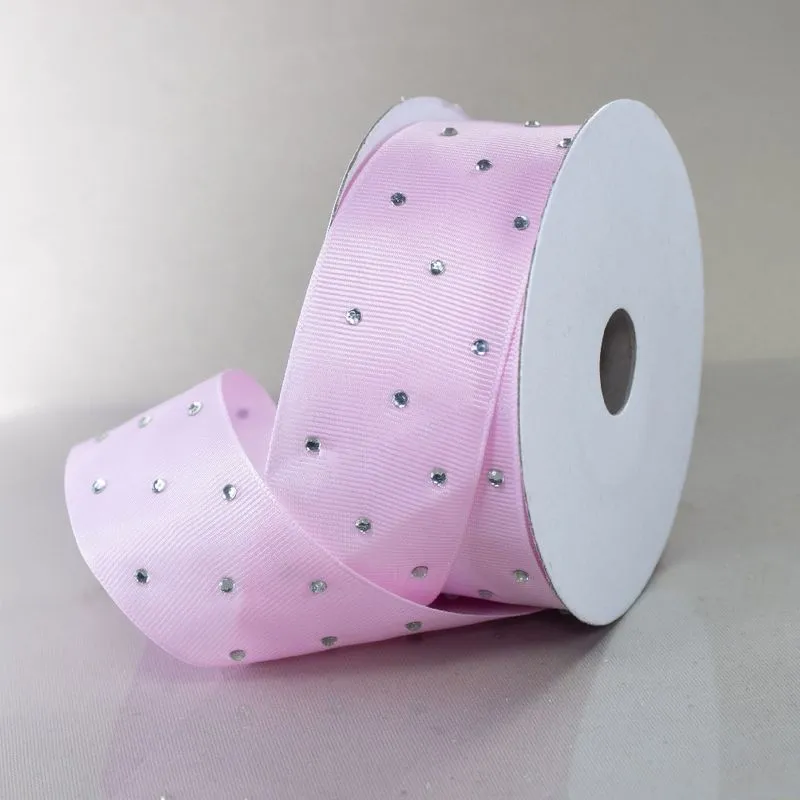 FITA GORGURAO COM STRASS 38MM EM POLIESTER COM 9 METROS 217 - Rosa Bebe