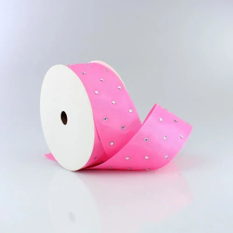 FITA GORGURAO COM STRASS 38MM EM POLIESTER COM 9 METROS 230 - Pink