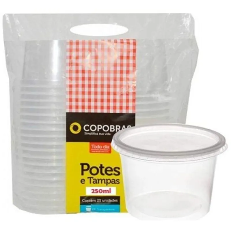 100 Potes Com Tampa Copobrás 250ml Freezer E Microondas