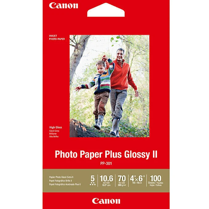 Canon PP301 Glossy Photo Paper Plus 265GSM 4x6" Inch Pack 100 Sheets White SuperOffice