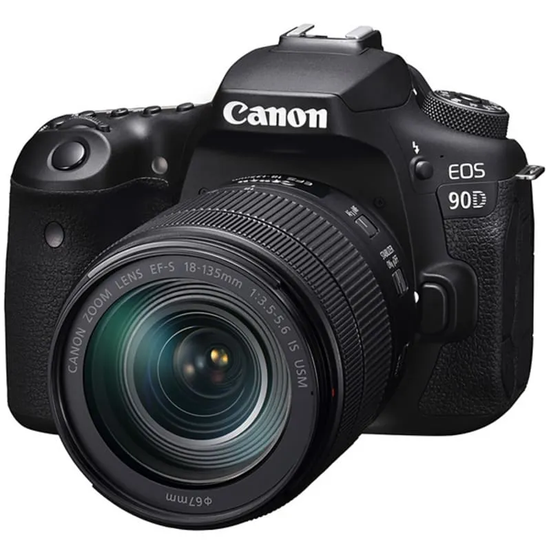 Câmera Canon EOS 90D 32.5MP Wi-Fi Bluetooth Com Lente EF-S 18-135mm IS USM