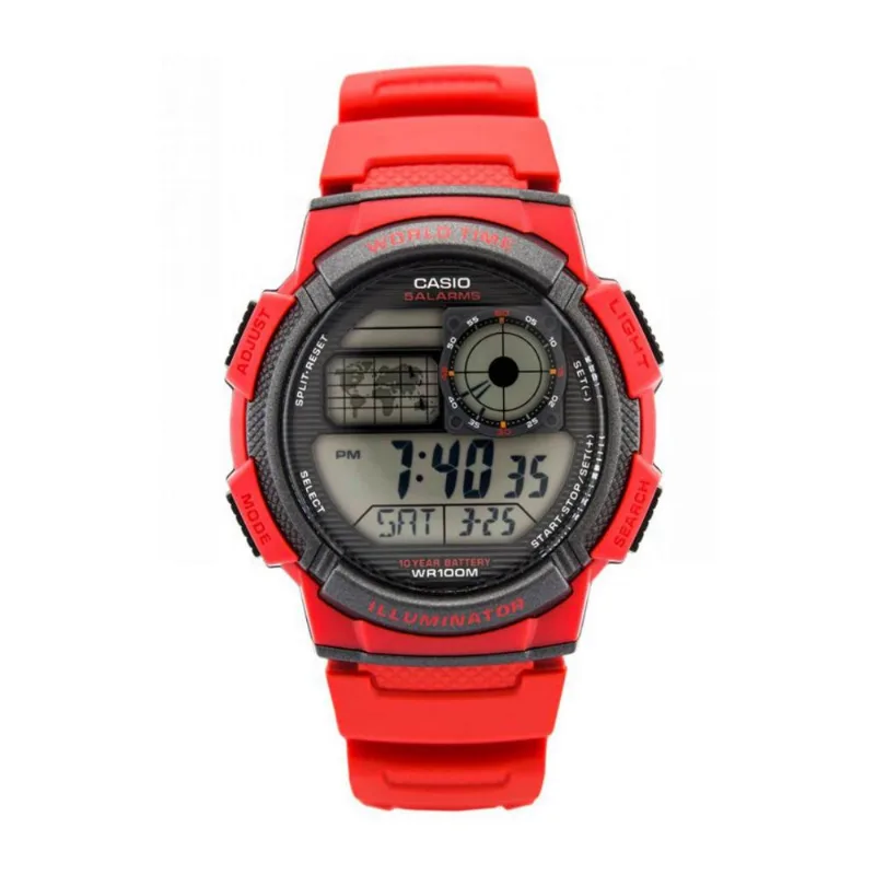 Reloj Casio Ae-1000w-4av Rojo Hombre