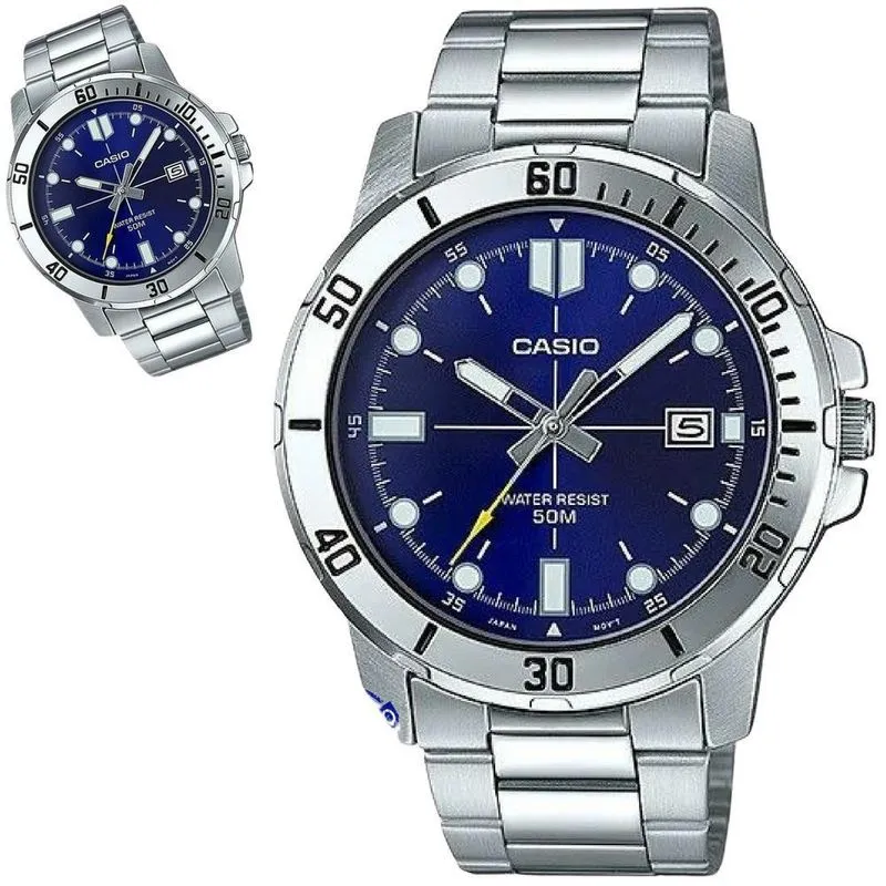 Relógio Masculino Casio Prateado Original Mtp-Vd01D-2Evudf