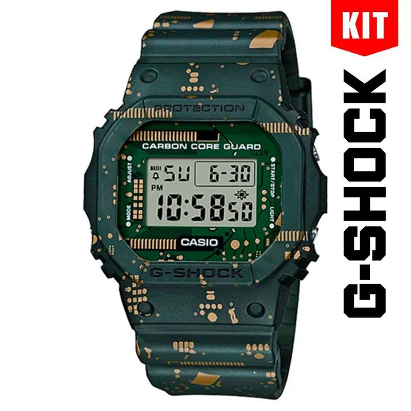 Relógio casio g-shock Circuit Board masculino DWE-5600CC-3DR