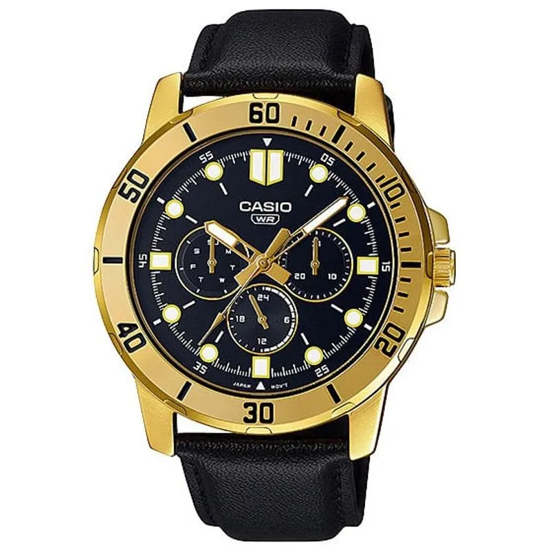 Relógio casio masculino dourado couro MTP-VD300GL-1EUDF