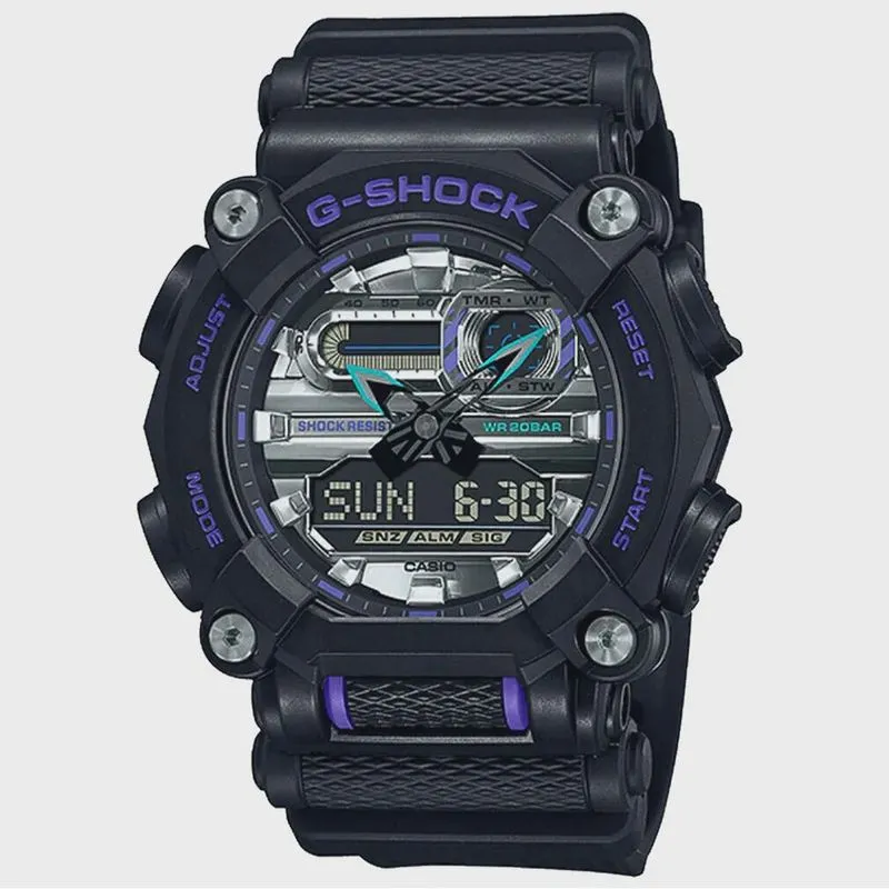 Relógio casio g-shock masculino preto roxo GA-900AS-1ADR