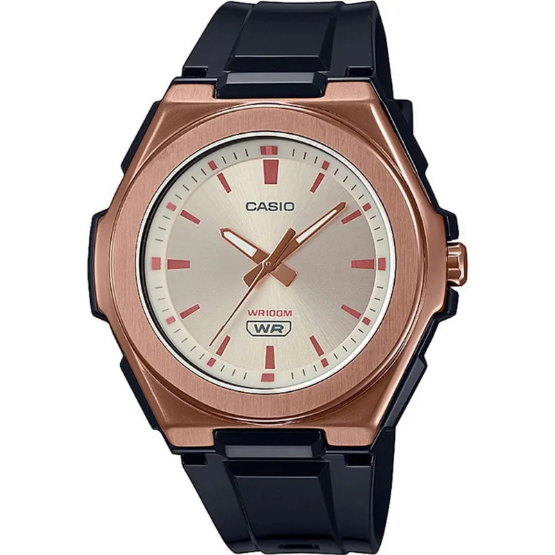 Relógio casio feminino analógico preto rosê LWA-300HRG-5EVDF