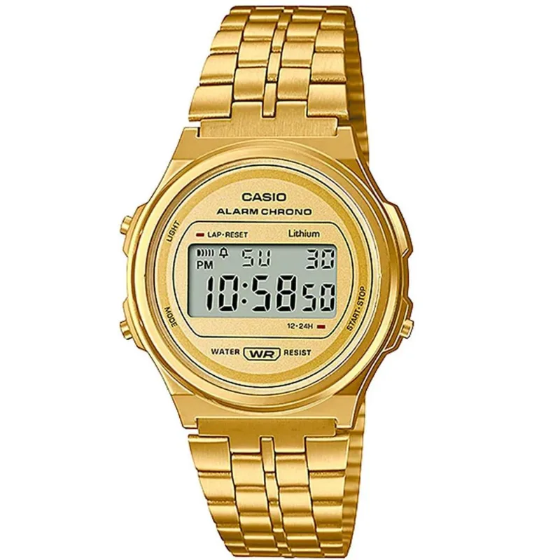 Relógio Casio Masculino Ref:A171weg-9adf Vintage Dourado