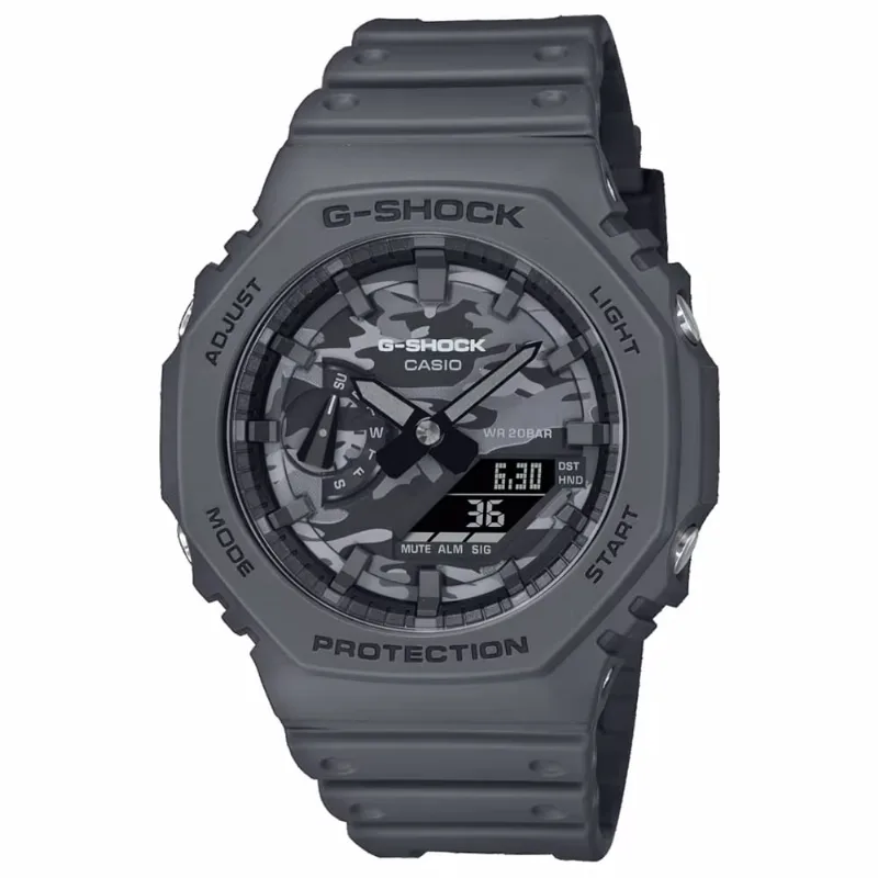 Reloj Casio G-Shock Carbon Core GA2100CA-8A Digital Analógico Luz Led Resina Gris Dial Camuflado