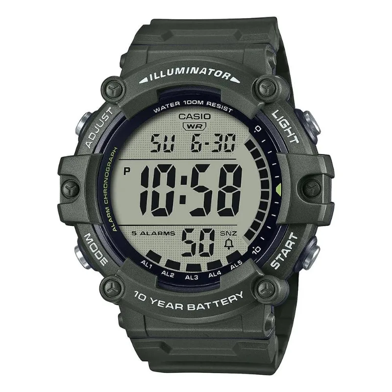 Relógio Casio Masculino Ref:Ae-1500whx-3avdf Illuminator Verde