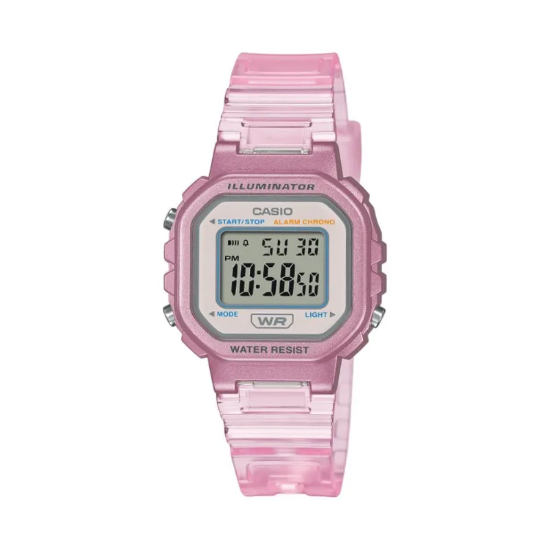 Relógio Casio Feminino Ref: La-20whs-4adf Infantil Digital Rosa Translúcido
