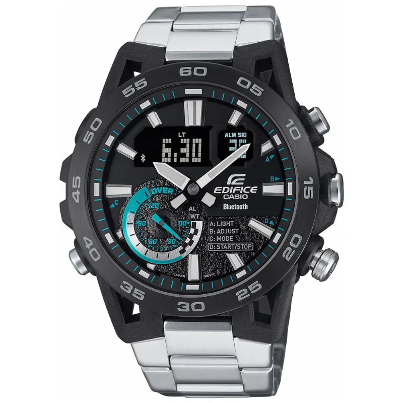 Reloj Casio Edifice Carbono ECB-40DB-1A Bluetooth Digital Analógico Luz Led