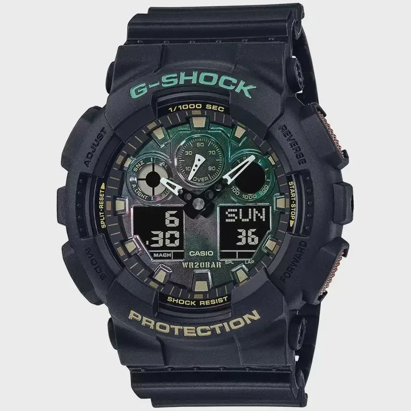 Relógio casio g-shock preto anadigi masculino GA-100RC-1ADR