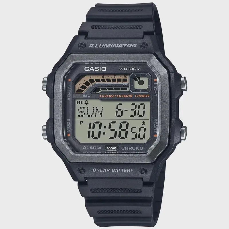Relógio casio digital preto masculino WS-1600H-1AVDF