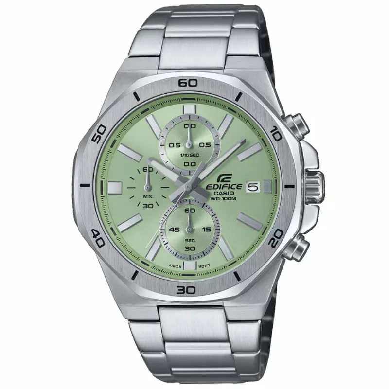 Reloj Casio Edifice EFV-640D-3AV Fecha Cronómetro Acero Inoxidable Dial Verde