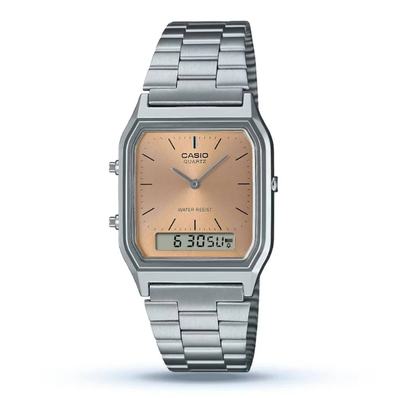 Relógio Casio Masculino Ref: Aq-230a-4amqy Anadigi Prateado