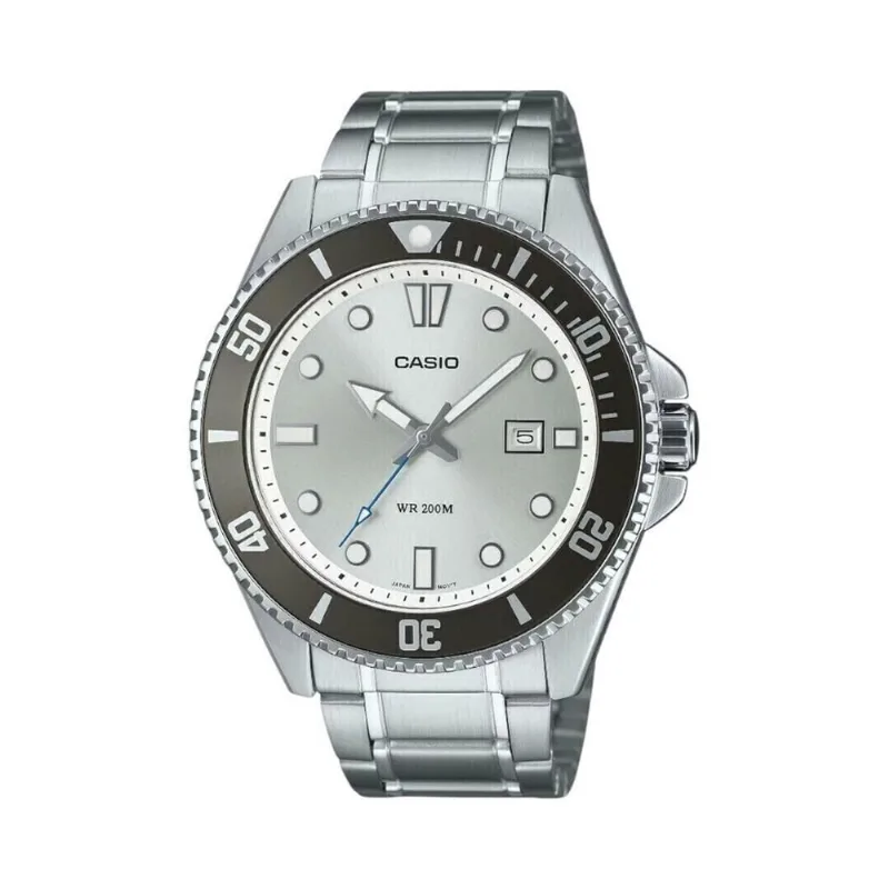 Relógio Casio Masculino Duro Diver Prateado