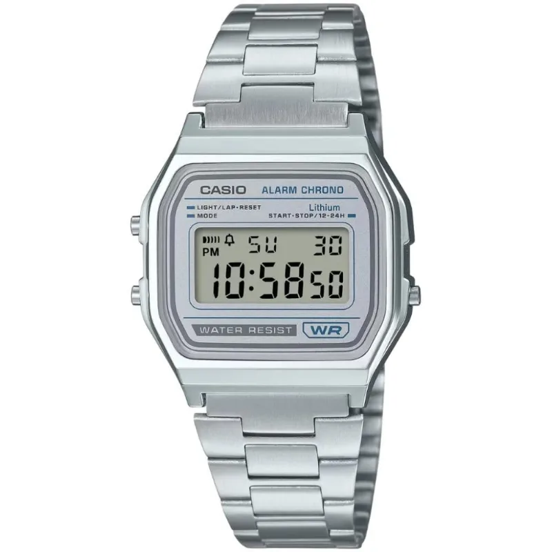 Relógio Casio Masculino Ref: A158wea-7df Vintage DIgital Prateado
