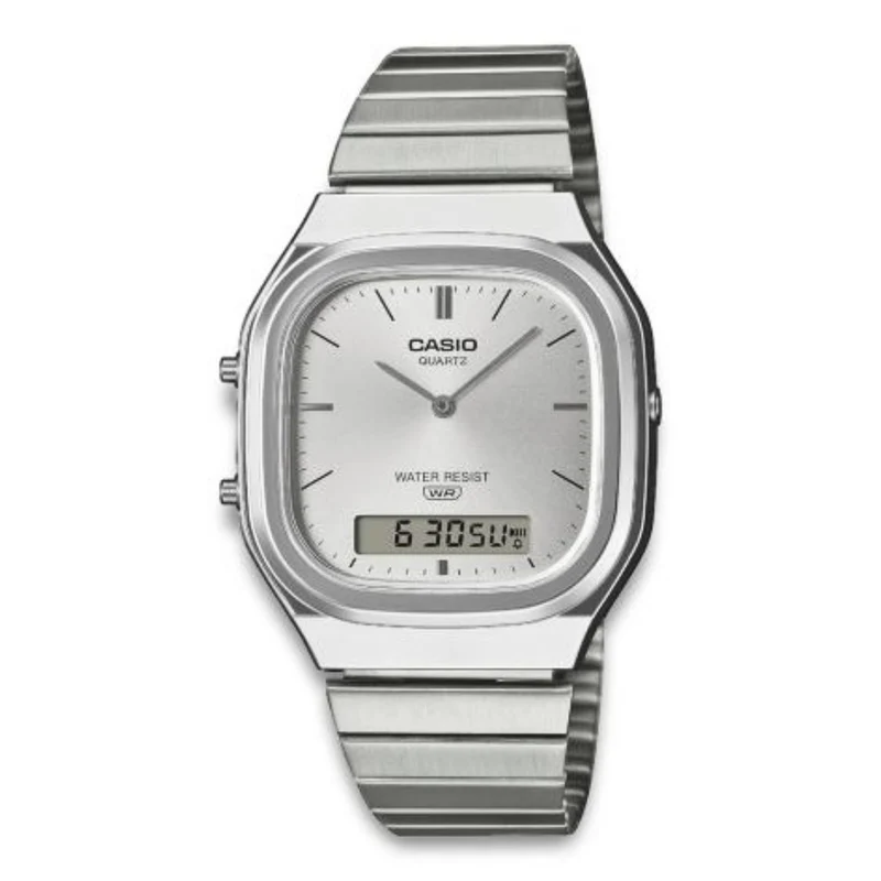 Casio - Vintage Baisc m. sølv urskive, 35 mm - AQ-240E-7AEF