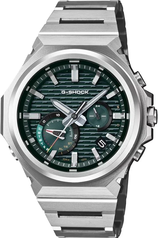 Casio G-Shock Mens Watch with Green Dial and Silver Strap GST-B1000D-3AER