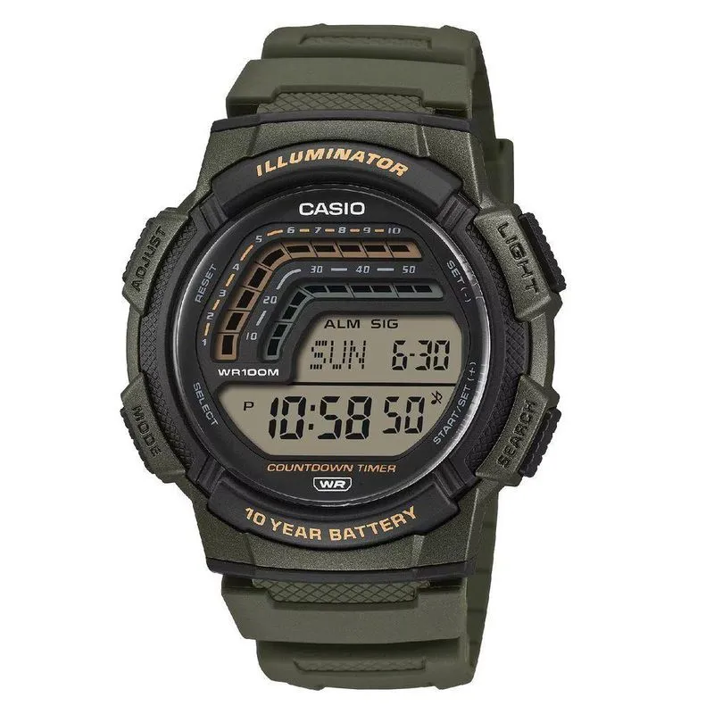 Relógio Digital WS-1800-3AVDF em Resina Verde Casio