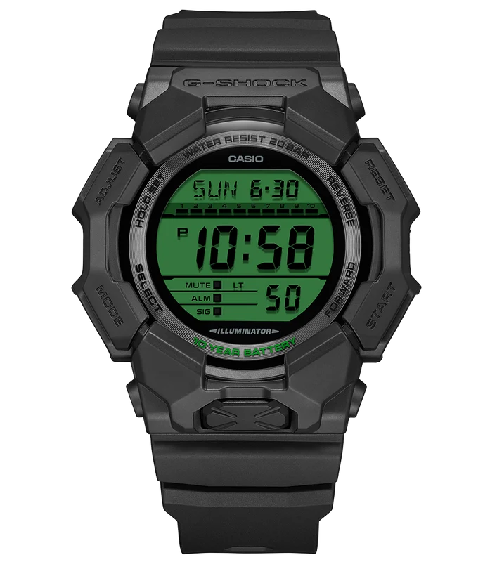 Casio G-Shock Mens Digital Watch with Green Dial and Black Strap GD-010BEG-1ER