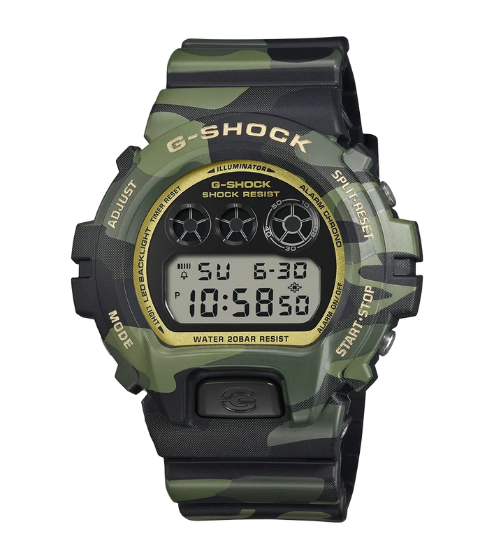 Casio G-Shock Mens Digital Watch with Black Dial and Camo Strap DW-6900CMG-3ER