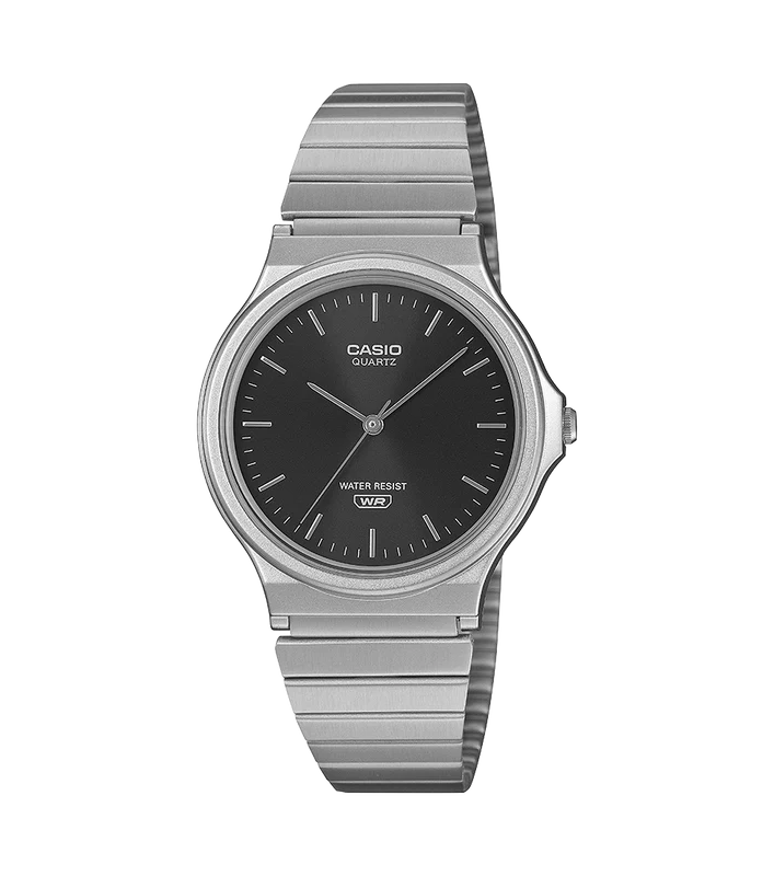 Casio Collection Mens Watch with Black Dial and Silver Strap MQ-24DA-1AEF