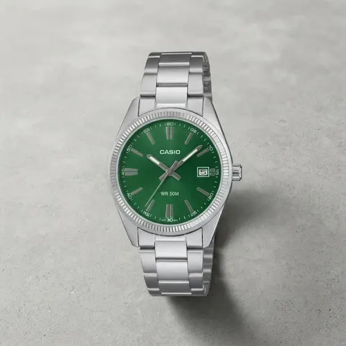 Relógio Casio Unisex Utp-1302pd-3a1vdf Aço Fundo Verde Prateado Verde